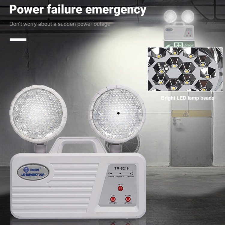 High quality two heads battery led emergency light rechargeable emergency lamp for hotel