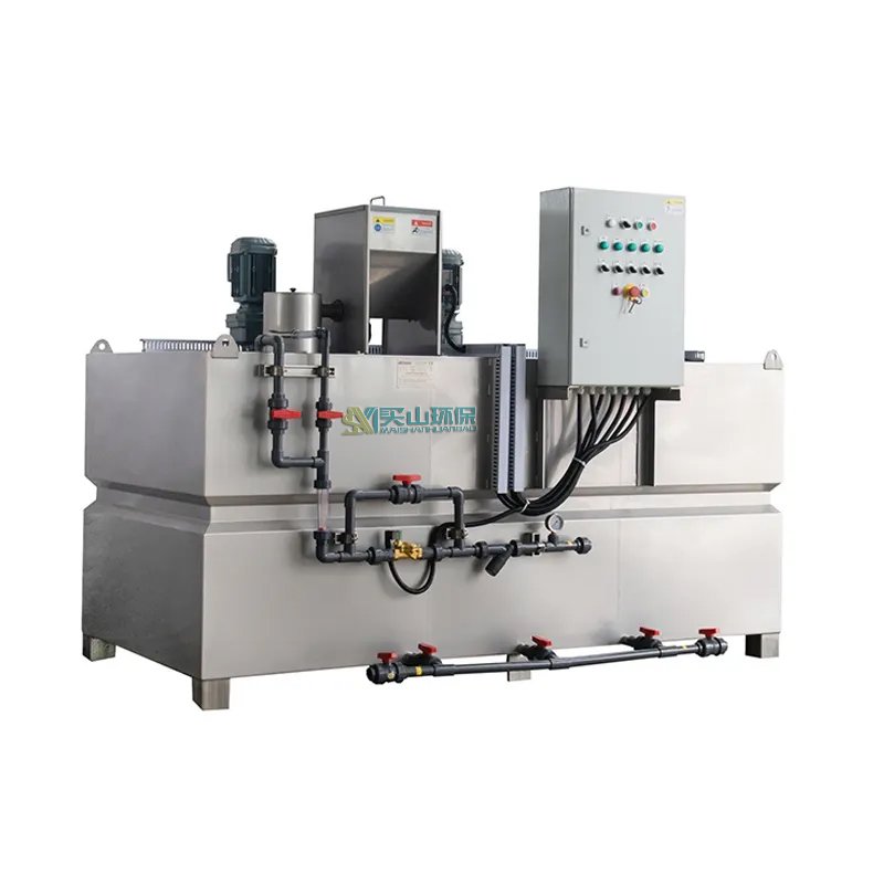 auto stainless steel chemical flocculant polymer coagulation powder dosing preparation unit system for industrial wastewater