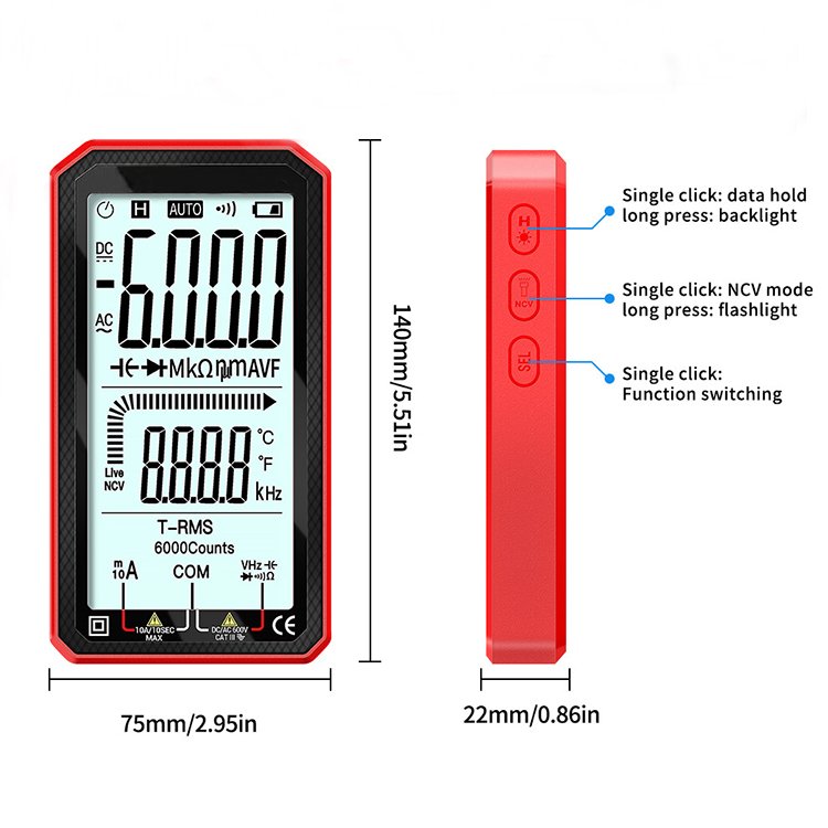 China TOP 10 Digital Smart Multimeter with Multifunction 6000Counts Multimeter Voltage Tester digital metre