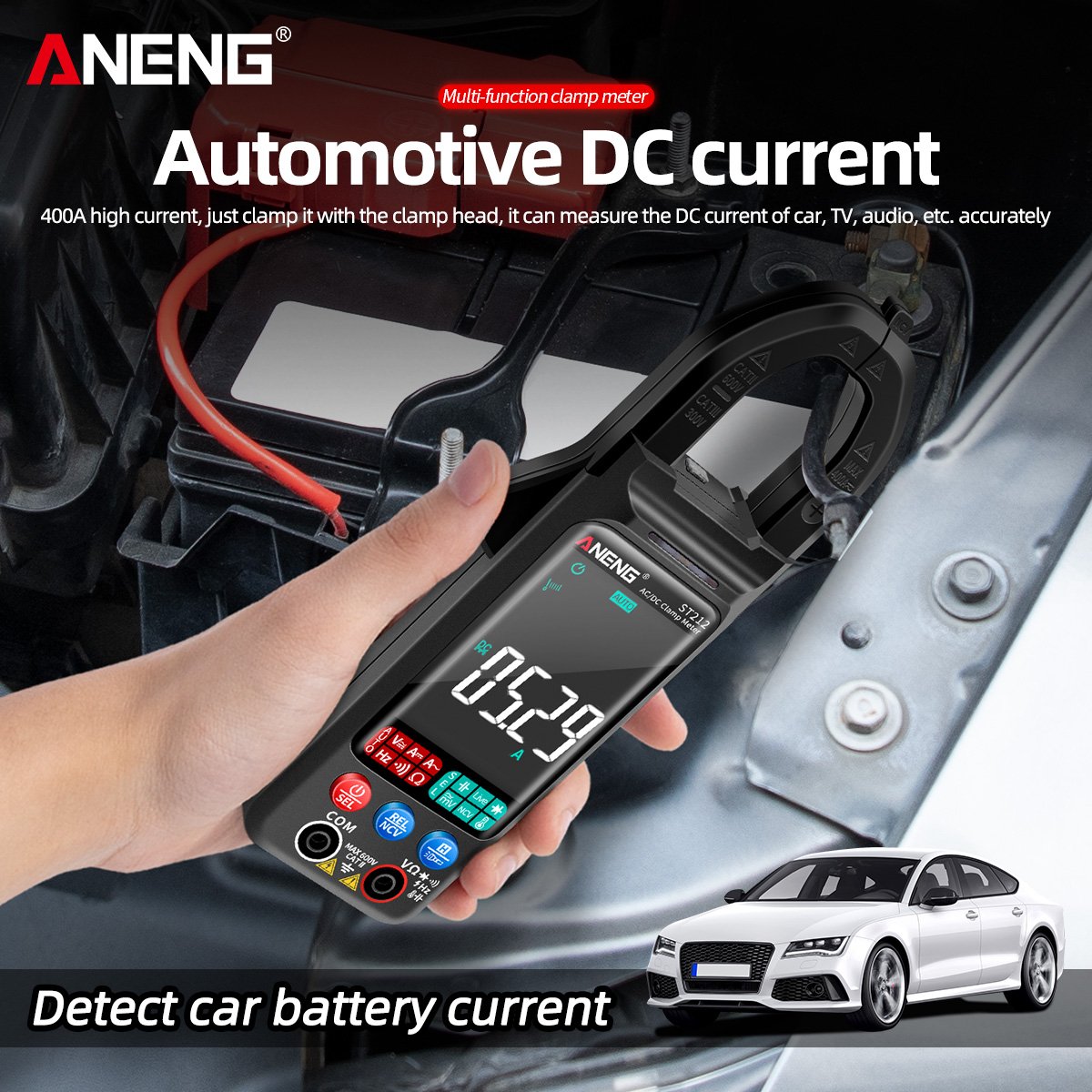 ANENG ST212 Digital Clamp Meter 6000 Counts DC/AC Current 400A Amp Multimeter Large Color Screen Voltage Tester Car Hz NCV Ohm