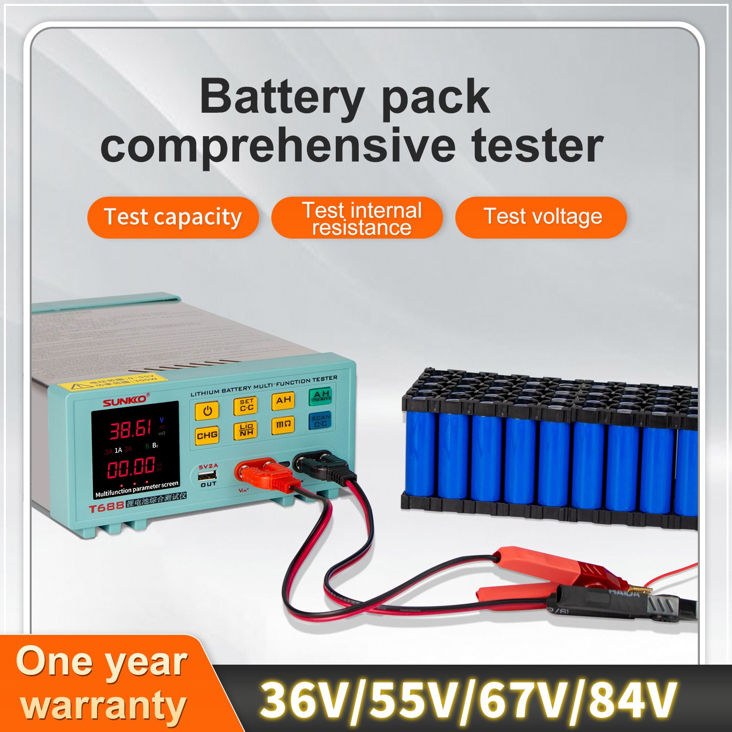 SUNKKO T-688 Comprehensive Tester Lithium Battery Capacity Voltage Internal Resistance Charge and Discharge aging Tester
