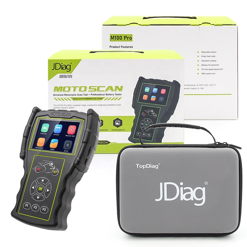 New Arrival Topdiag Jdiag M100 Pro Moto Diagnostic Tool Universal Moto Scanner with 12V Battery Tester