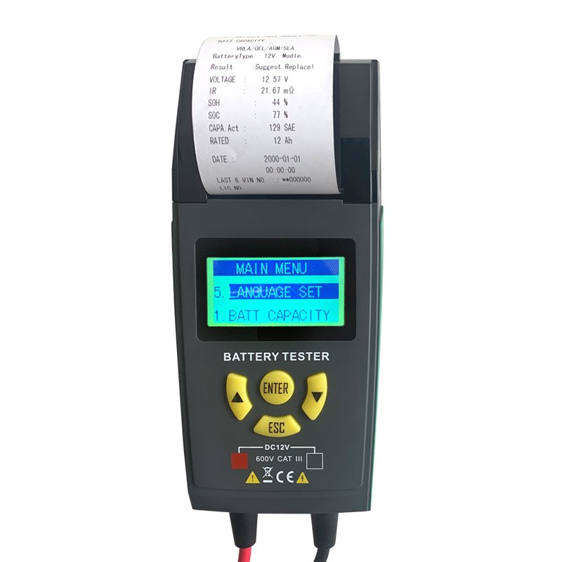 Auto discharge launch cca battery tester with printer digital analyzer 12V 24V