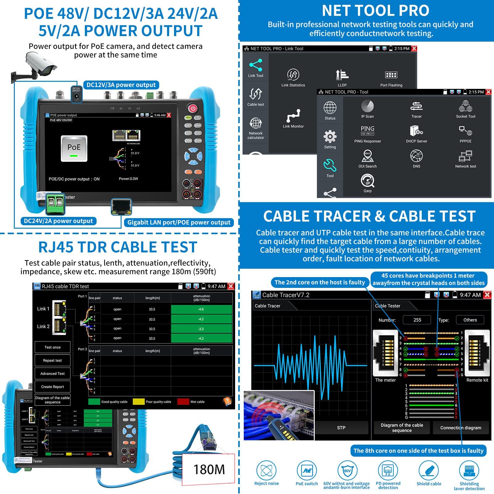 Ipc9800 Movtcadhs Camera Tester Digital Multimeter Optical Power Meter Tdr Cable Test Video Level Meter Digital Cable Tracer