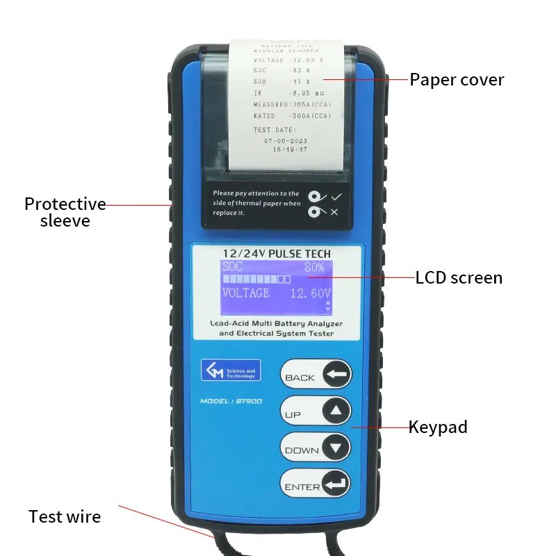 12v 24v car battery tester lead-acid battery analyzer BT900 start type battery tester start charging system test with printer