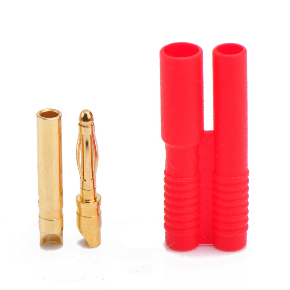 2.0mm Red Housing Gold bullet Banana Plug connector with protector for rc lipo battery