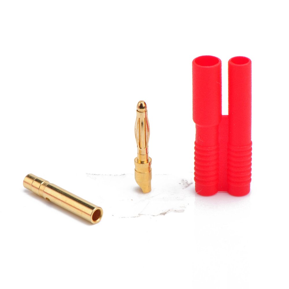 2.0mm Red Housing Gold bullet Banana Plug connector with protector for rc lipo battery
