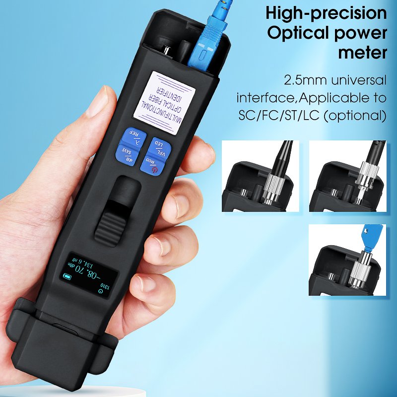 COMPTYCO MINI Charging Type Live Detector Identifier OFI+OPM+30mw VFL+LED Tester 800-1700nm SM MM Black Optic Fiber Identifier