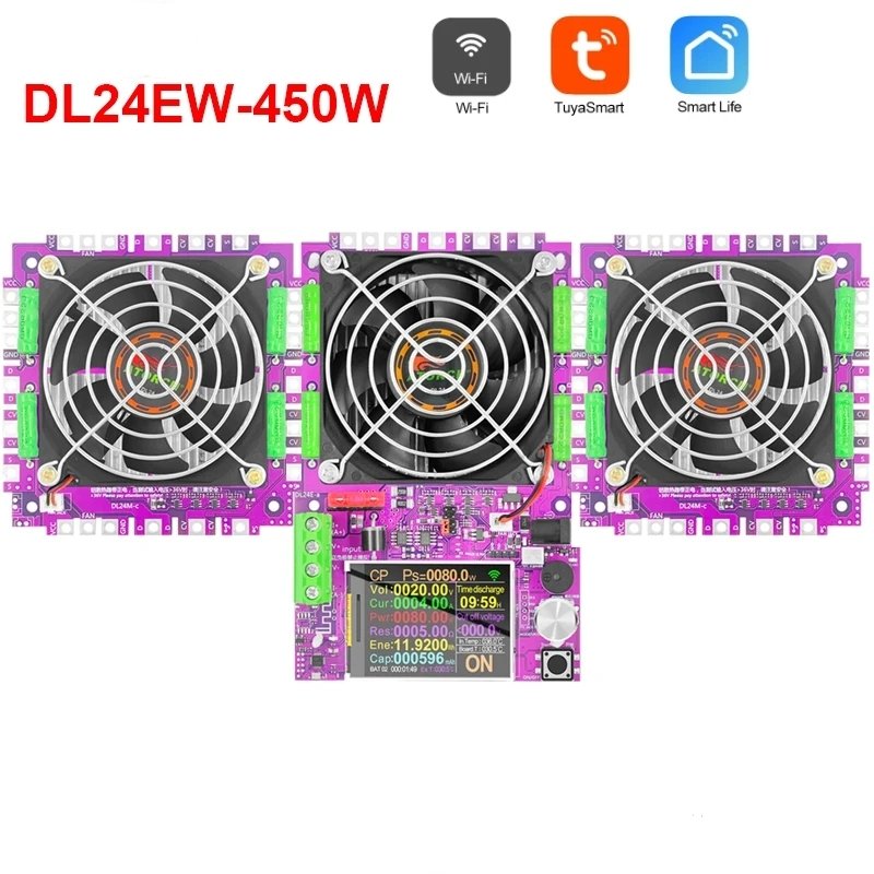 150W 300W 450W 600W Tuya WiFi Smart Power Electronic Load Tester Lithium lead-acid battery 18650 Battery Capacity Monitor Tools
