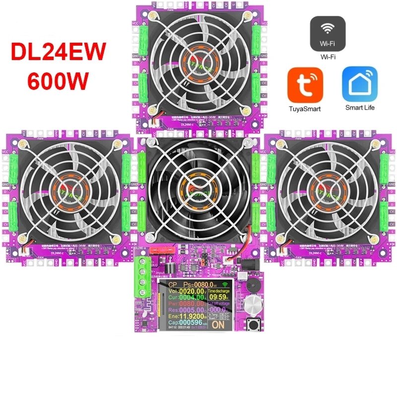 150W 300W 450W 600W Tuya WiFi Smart Power Electronic Load Tester Lithium lead-acid battery 18650 Battery Capacity Monitor Tools