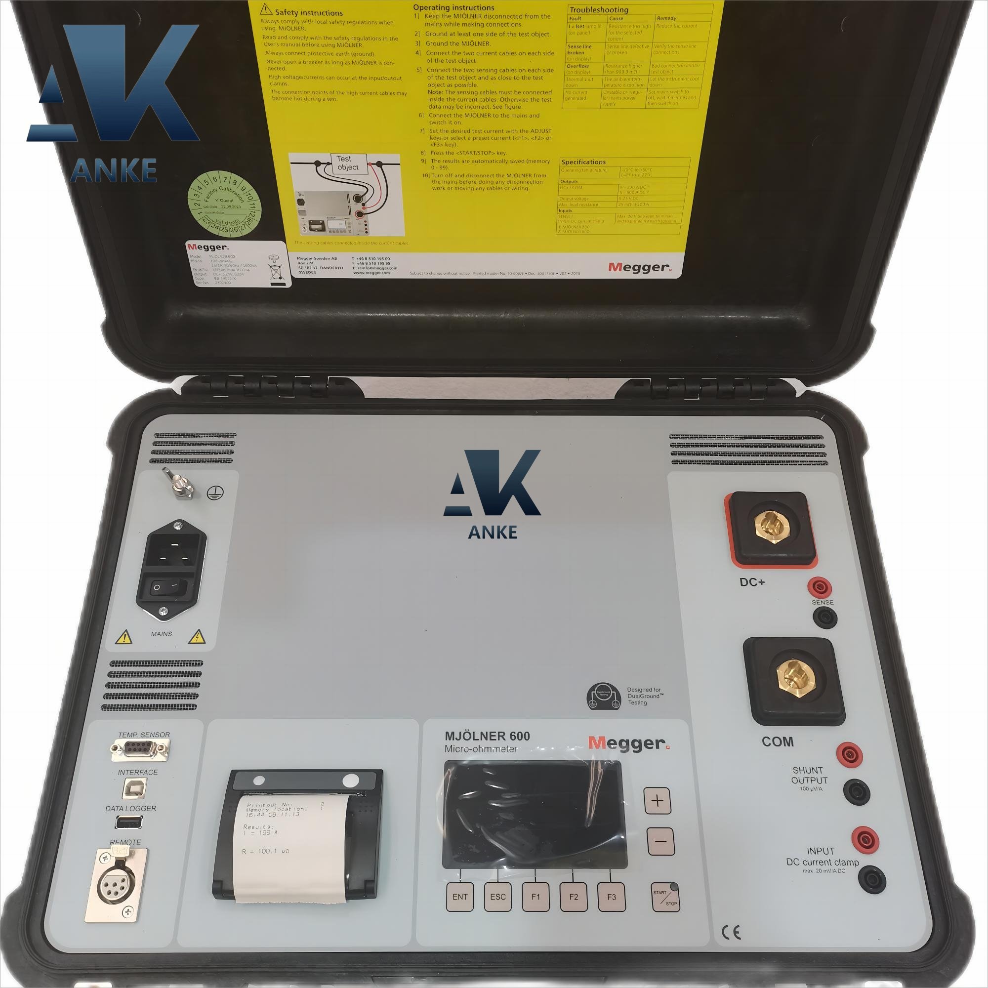 Megger MJOLNER600 600 A MICRO-OHMMETER WITH DUALGROUND SAFETY