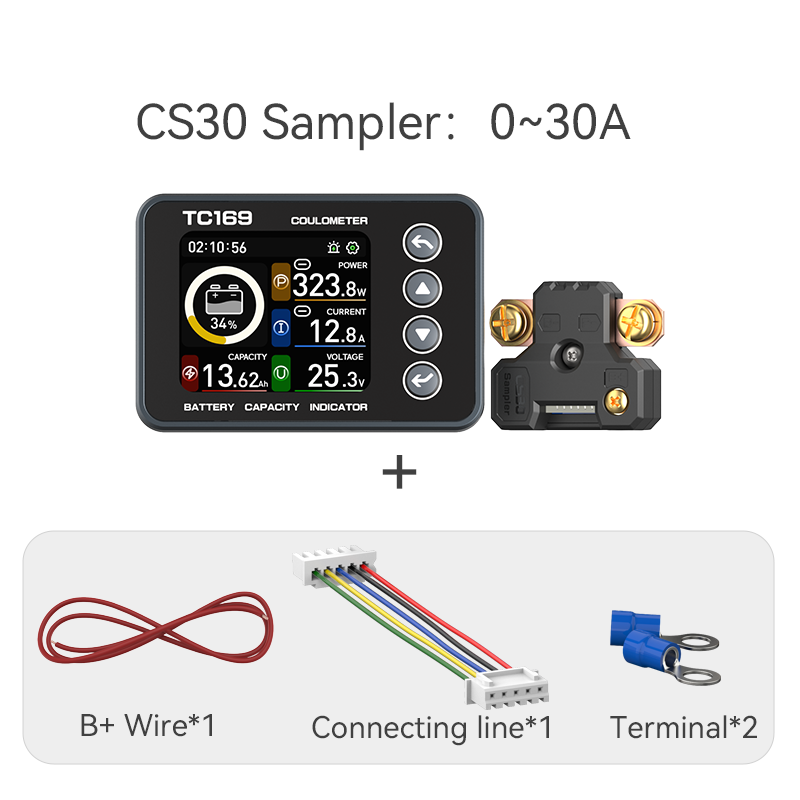 TC169 Mini DC Smart Battery Monitor With Shunt Battery Capacity Monitor Coulometer