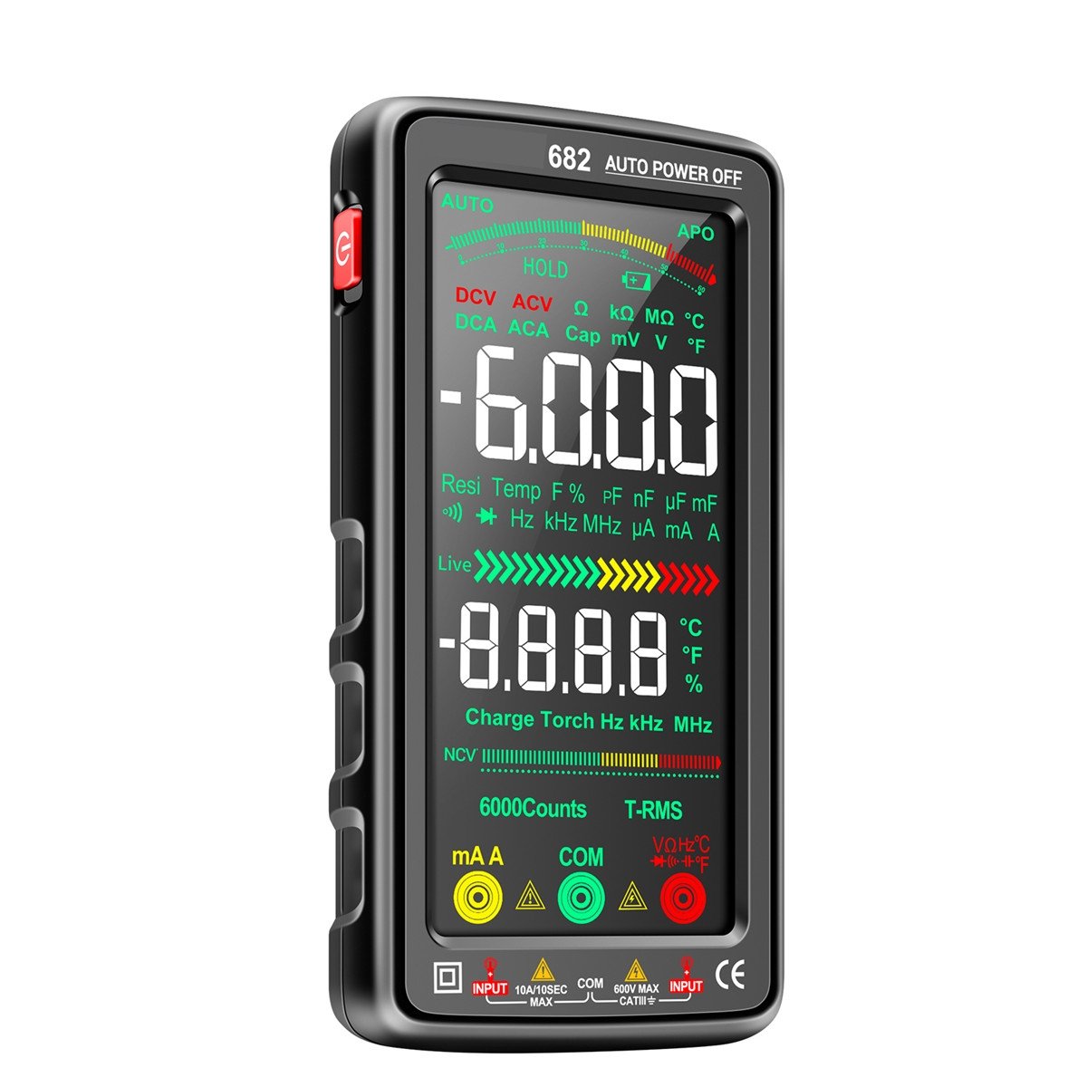 VA Reverse Smart Multimeter AC/DC Ammeter Voltage Tester Rechargeable Electric Ohm Diode Tester with USB Charge