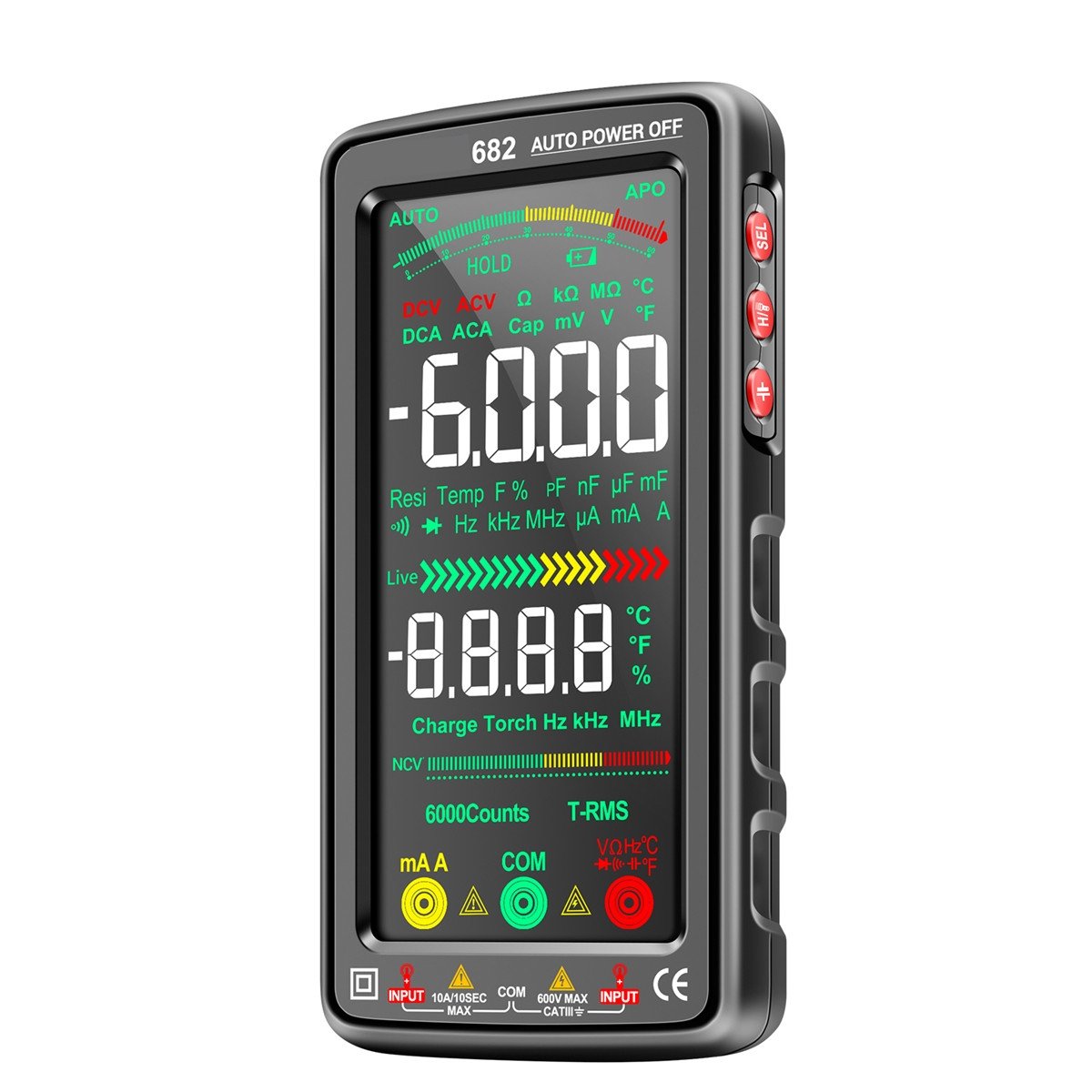 VA Reverse Smart Multimeter AC/DC Ammeter Voltage Tester Rechargeable Electric Ohm Diode Tester with USB Charge