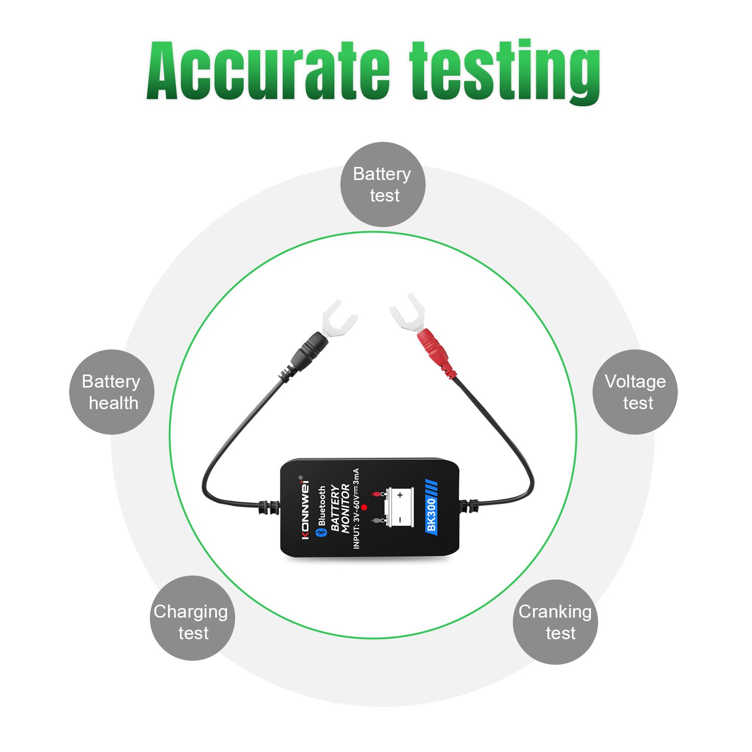Universal automotive tools car battery diagnostic machine for all cars 12v Car Battery Konnwei bk300 Bluetooth Battery Monitor