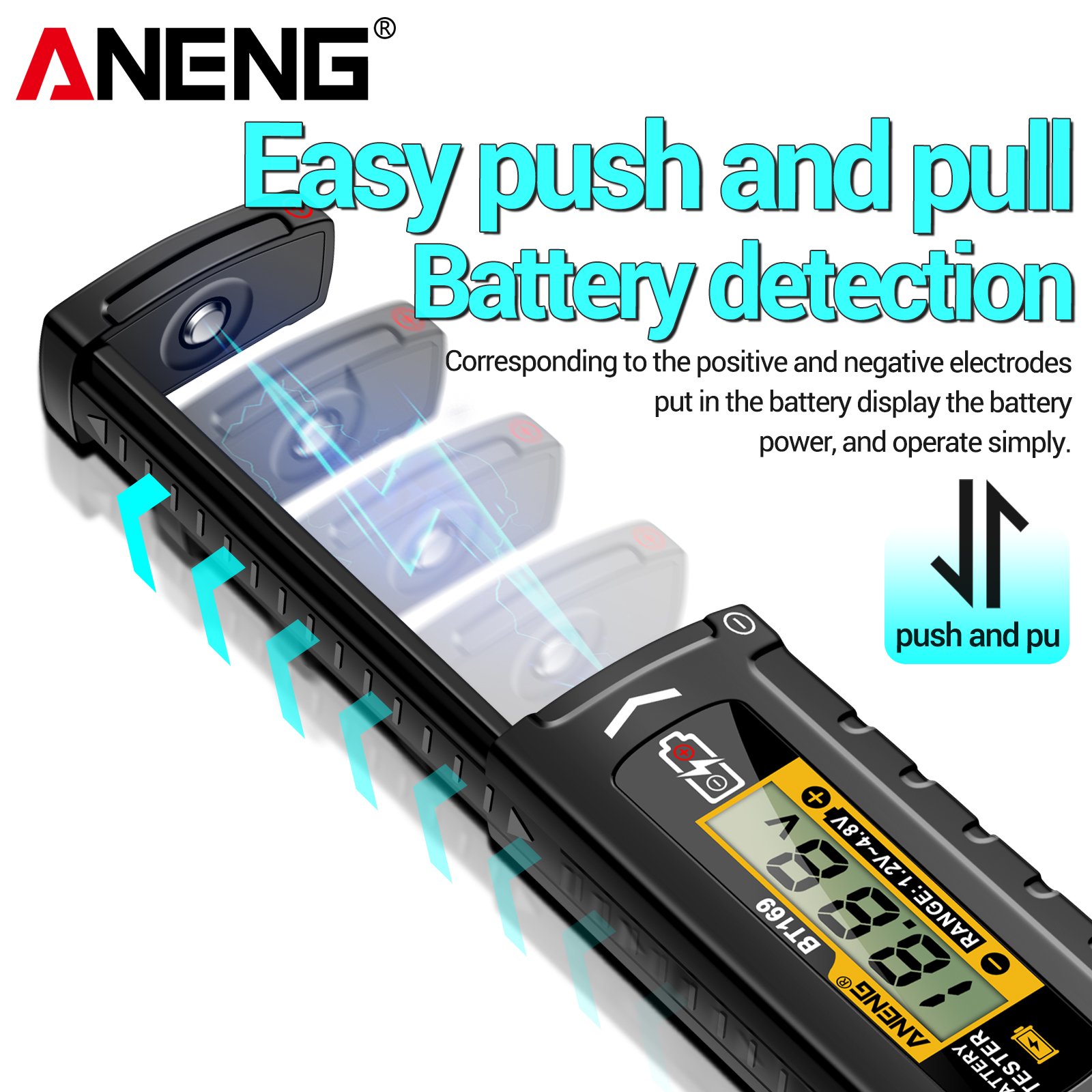 ANENG BT169 Battery Tester Digital Display Screen MultipleMeasurements No power required Portable ABS Plastic Tester Tools