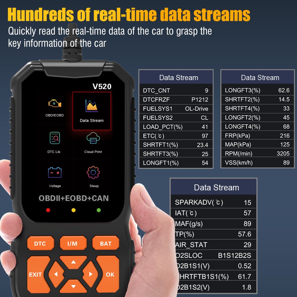 HOT V520 OBD2 Engine System Code Reader Elm327 Car Diagnostic Analysis Tool OBD Car Scanner CE FCC RoHS