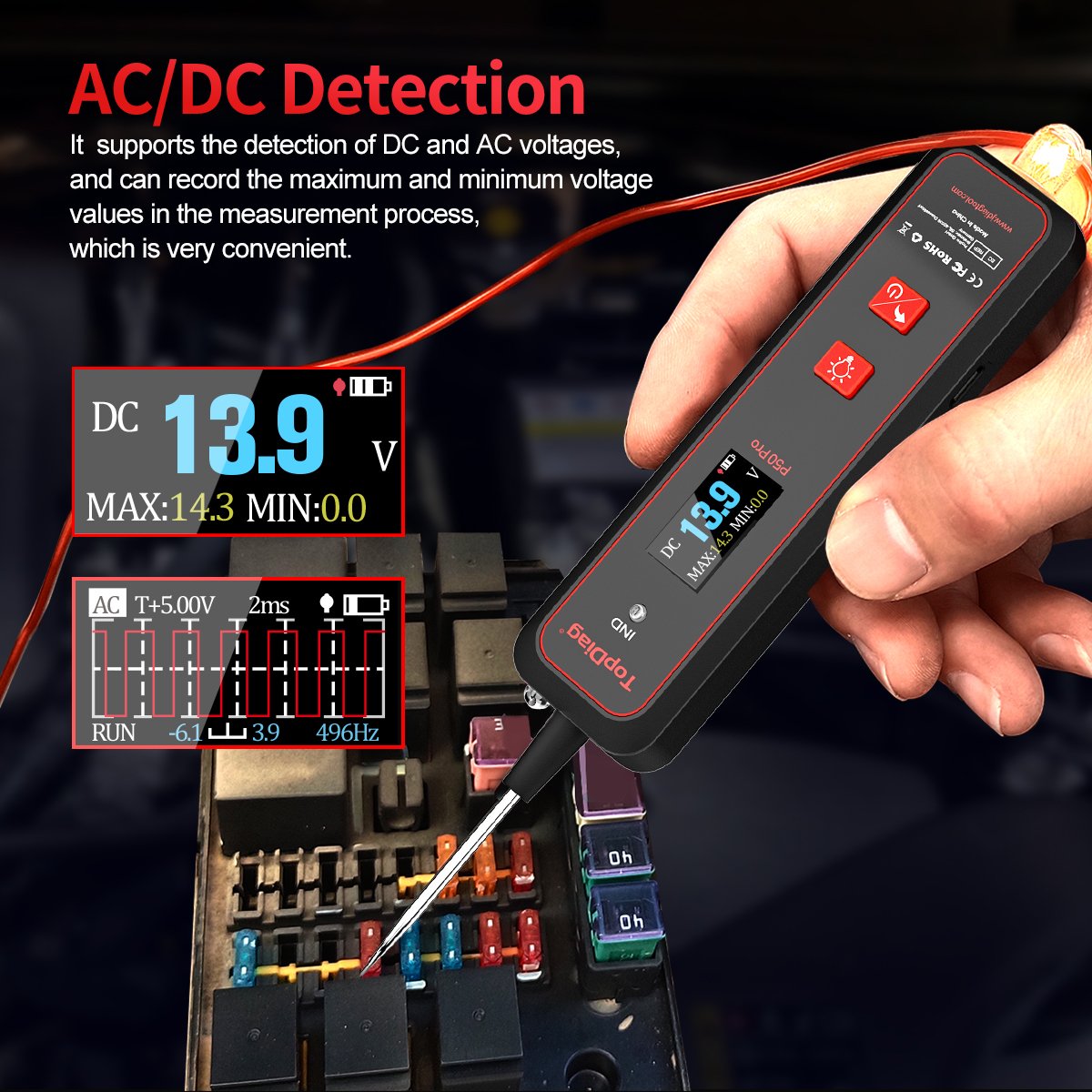 Wholesale Universal Digital Display TopDiag P50Pro Car Truck Repairr Probe Pen Light Bulb Repair Diagnostic Tools