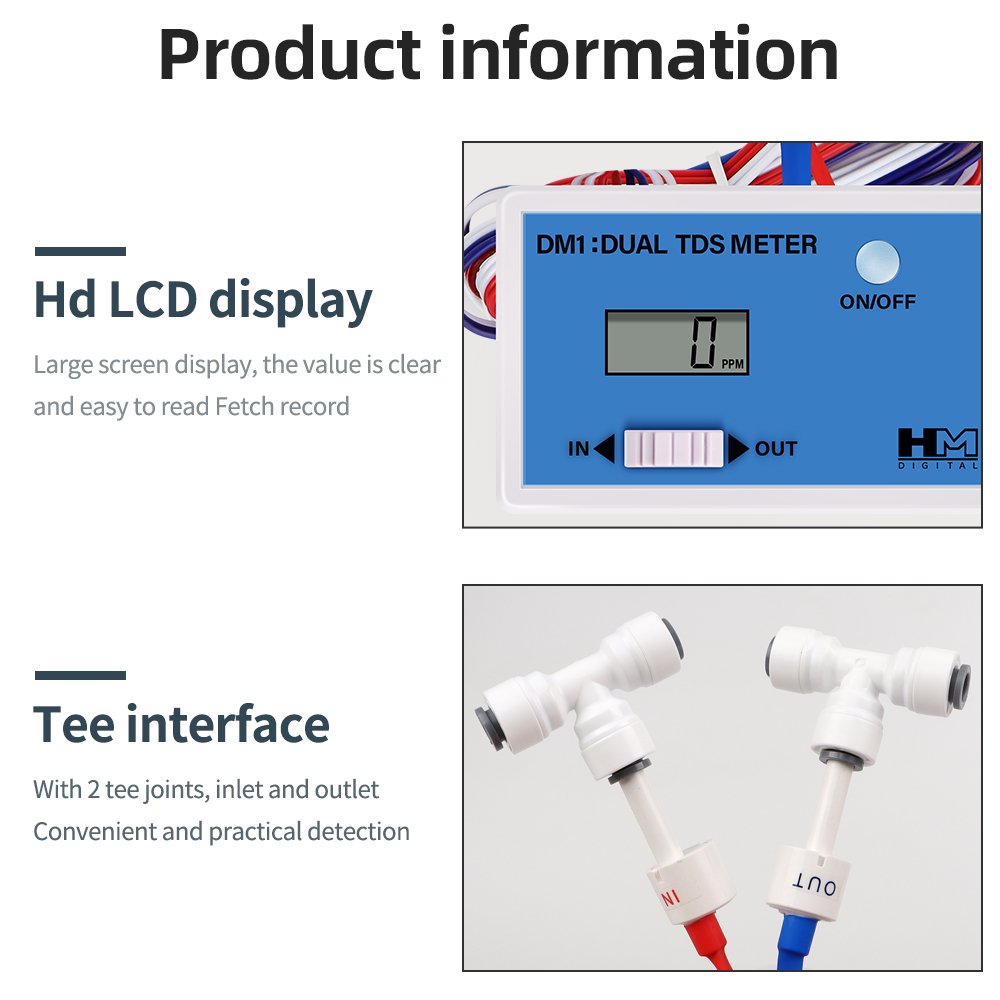 New Arrivals TDS Tester Online Water Quality Detector Meter Digital DM1 Dual TDS Monitor With Inlet/Outlet Dual Probe
