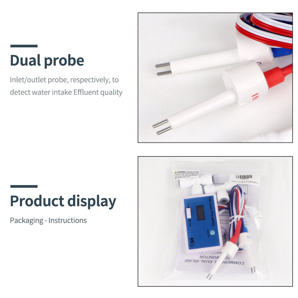 New Arrivals TDS Tester Online Water Quality Detector Meter Digital DM1 Dual TDS Monitor With Inlet/Outlet Dual Probe