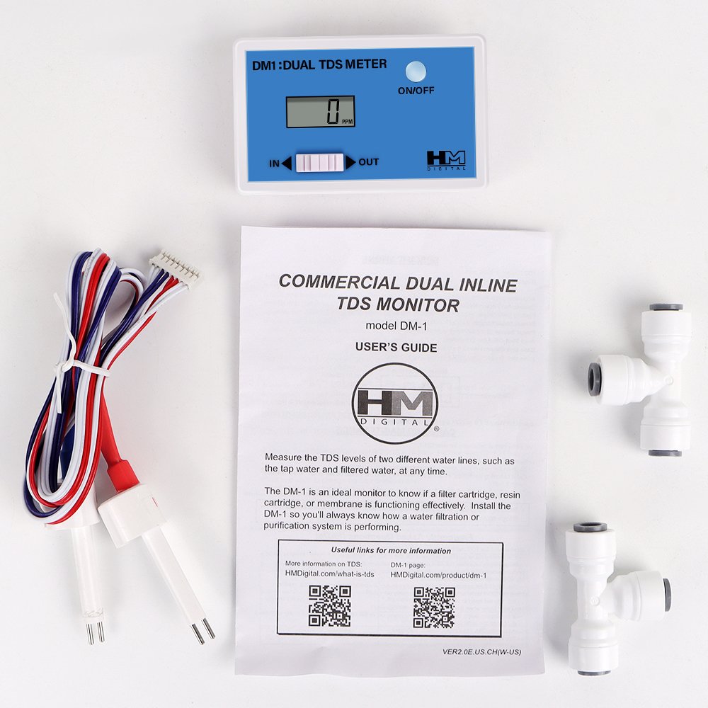 New Arrivals TDS Tester Online Water Quality Detector Meter Digital DM1 Dual TDS Monitor With Inlet/Outlet Dual Probe