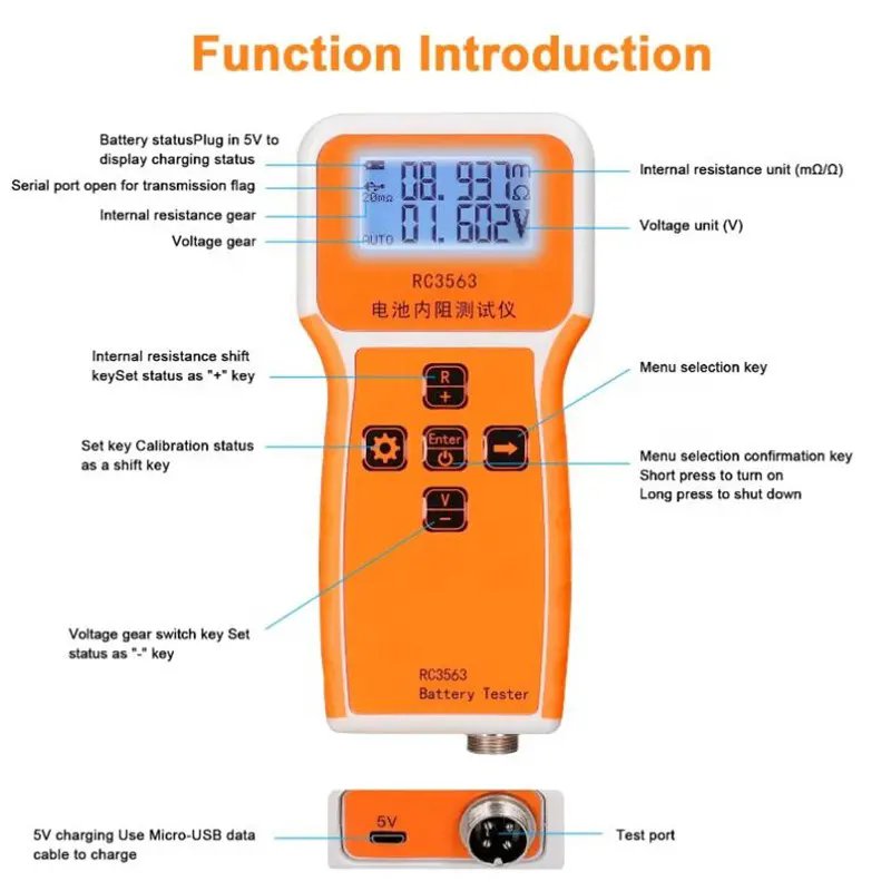 RC3563 Fixture Probe True Four-wire AC Lead Acid Ni-mh Lithium Car High-precision Internal Resistance Detector Battery Tester