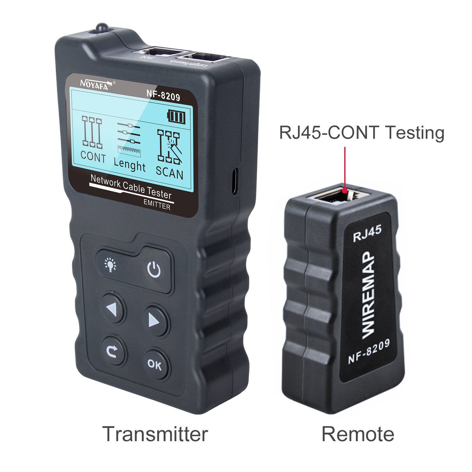 NOYAFA NF-8209 Digital signal LCD Network Tester Ethernet LAN Cable RJ45 NCV Continuity Length Scanning POE Port Flash