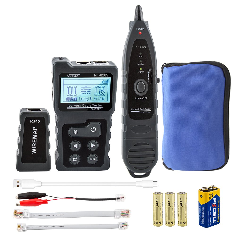 NOYAFA NF-8209 Digital signal LCD Network Tester Ethernet LAN Cable RJ45 NCV Continuity Length Scanning POE Port Flash
