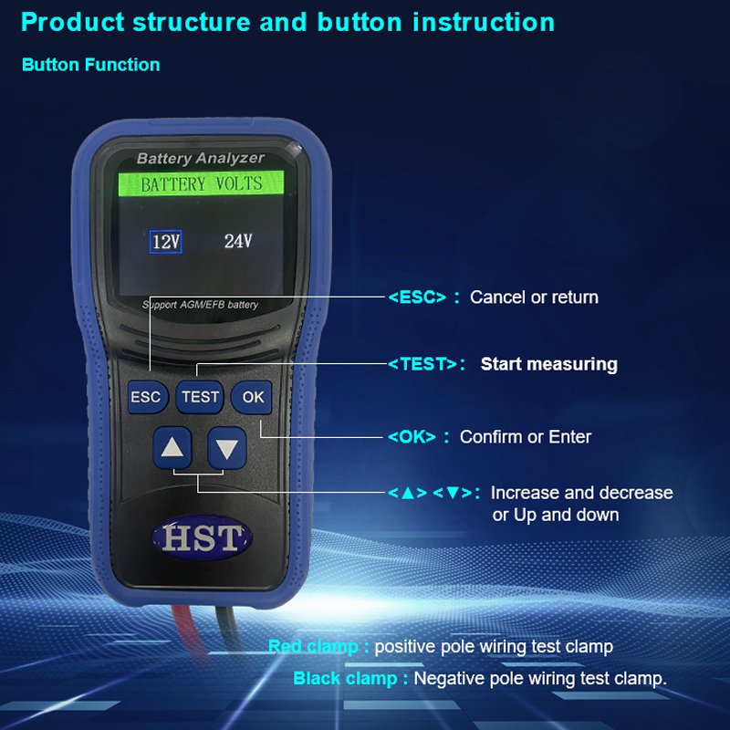 TM300 Digital HD Colorful Screen Battery Tester Smart Discharge Tester Battery for Launch Waveform Analysis