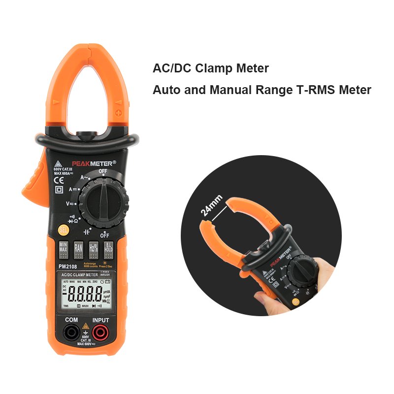 PM2108 600V AC/DC 600A AC/DC portable professional Clamp Meter measuring voltage and current for Solar Power System