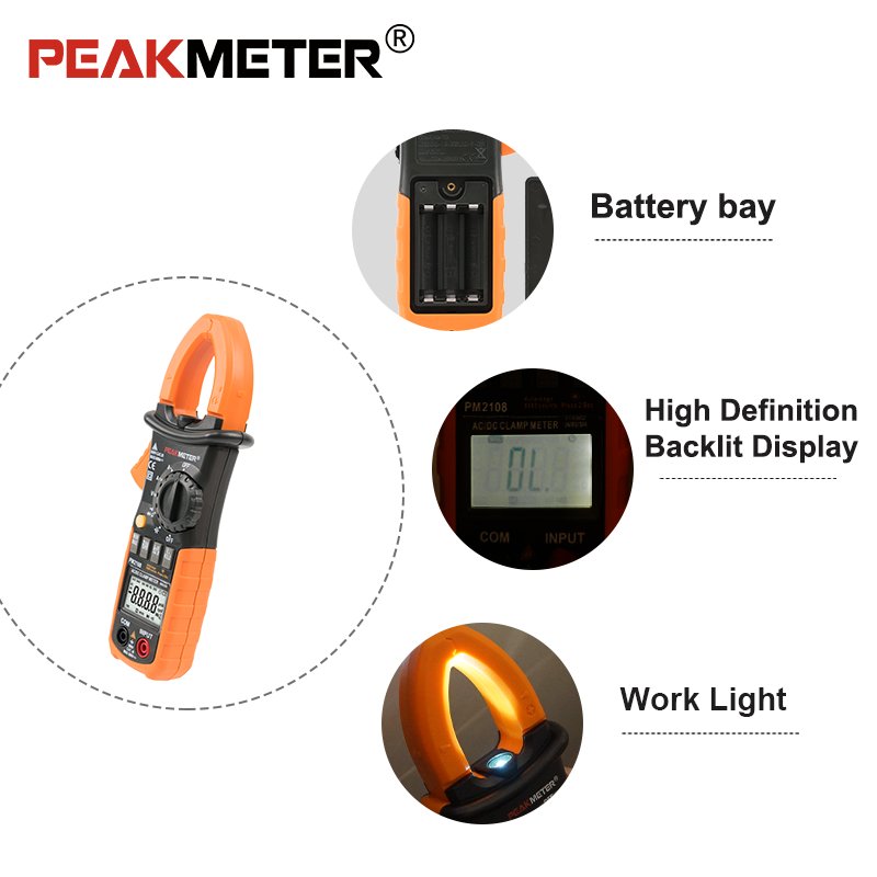PM2108 600V AC/DC 600A AC/DC portable professional Clamp Meter measuring voltage and current for Solar Power System