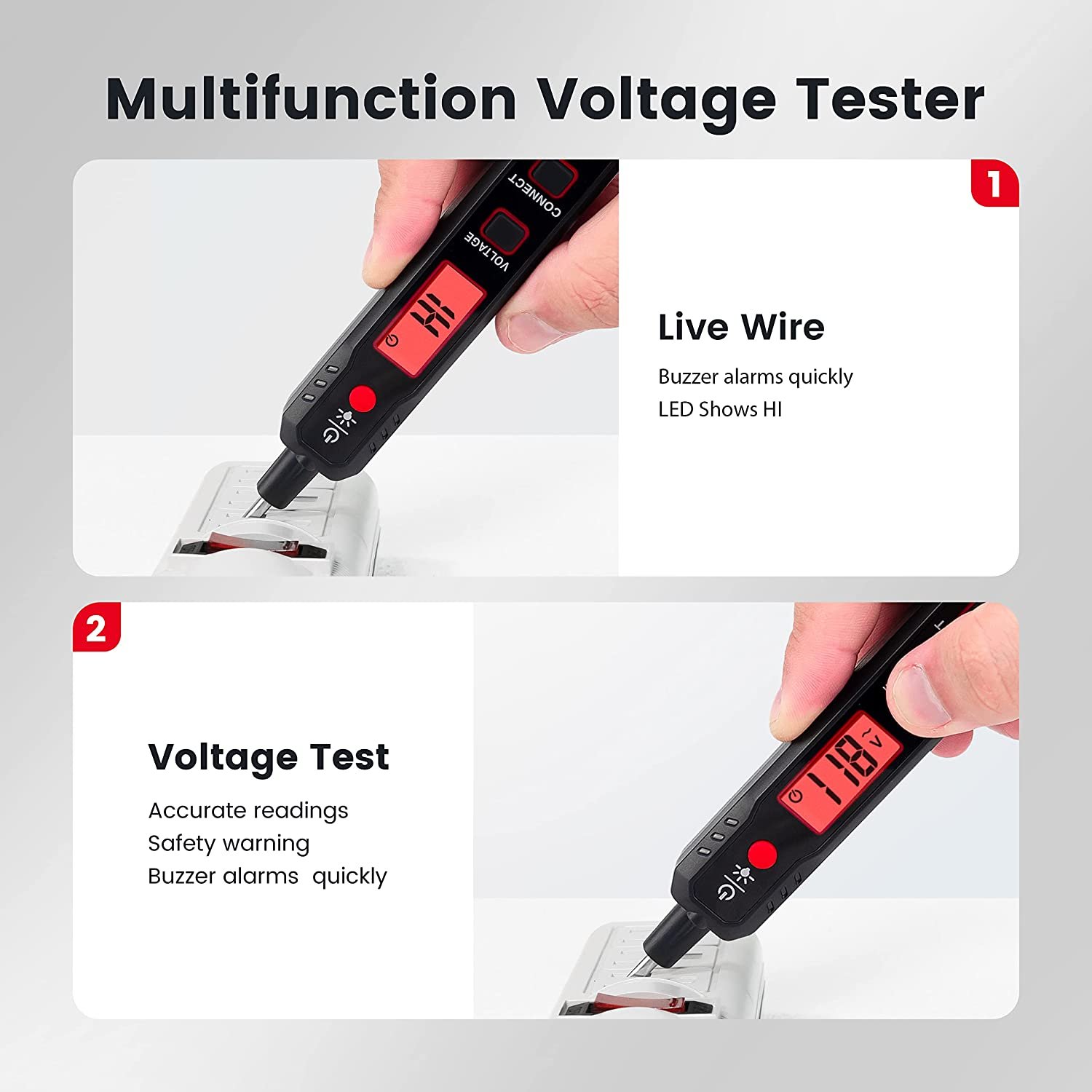 Non-Contact and Contact Voltage Pen with NCV Voltage Tester Pen/12V-300V Null Wire Tester Electrical Tester