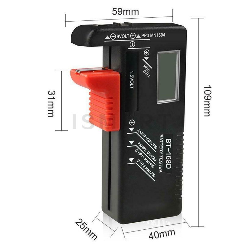 BT-168D Digital Battery Tester 9V/1.5V/AA/AAA Battery Capacity Tester Button Cell Volt Checker Universal Battery BT168D