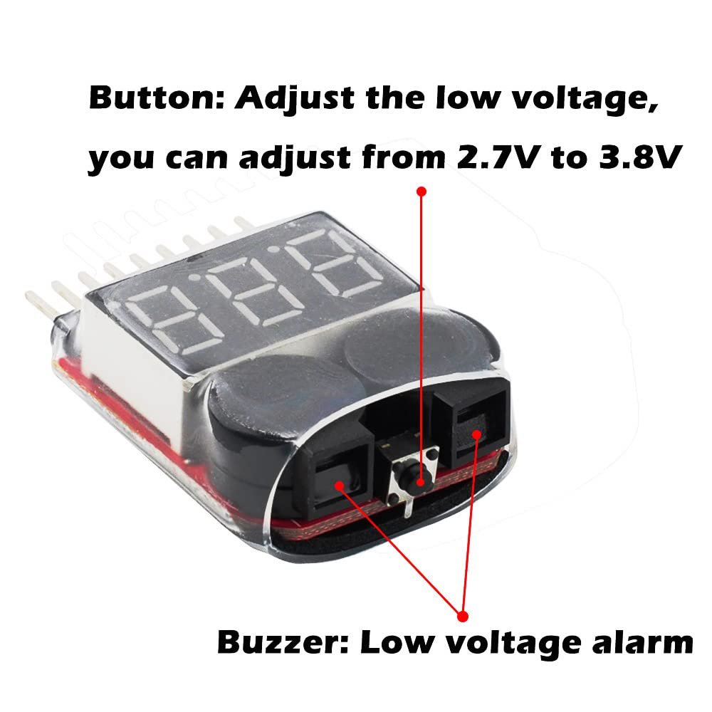 2In1 1-8S Lipo Battery Capacity Tester Rc Low Voltage Buzzer Alarm Battery Monitor Lipo Battery Testerfor 1-8S Lipo