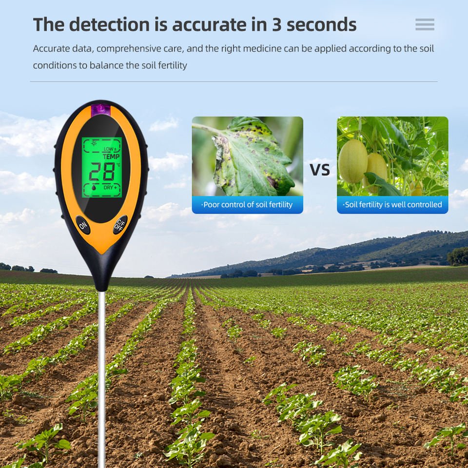 Hot Sale 4 in 1 Soil Meter Tester, Soil Survey Instrument, Soil PH Moisture Temperature Sunlight Test Pen with Backlight