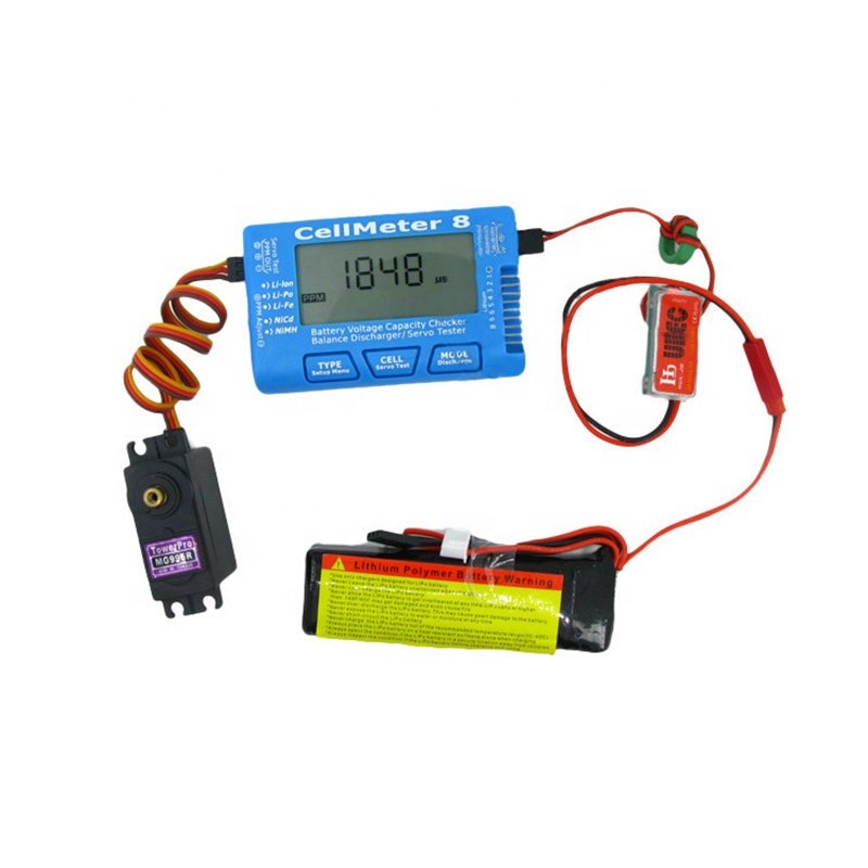 CellMeter 8 2-8S Digital Battery Voltage Capacity Checker Balance Discharge Servo Tester For RC LiPo Li-lon NiMH NiCd Battery