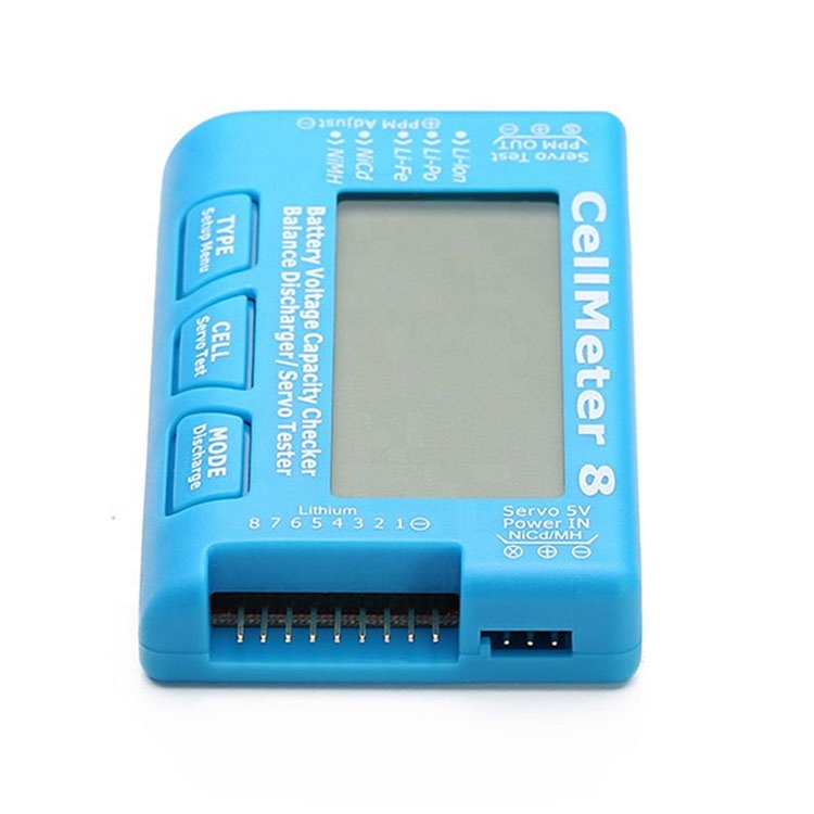 CellMeter 8 2-8S Digital Battery Voltage Capacity Checker Balance Discharge Servo Tester For RC LiPo Li-lon NiMH NiCd Battery