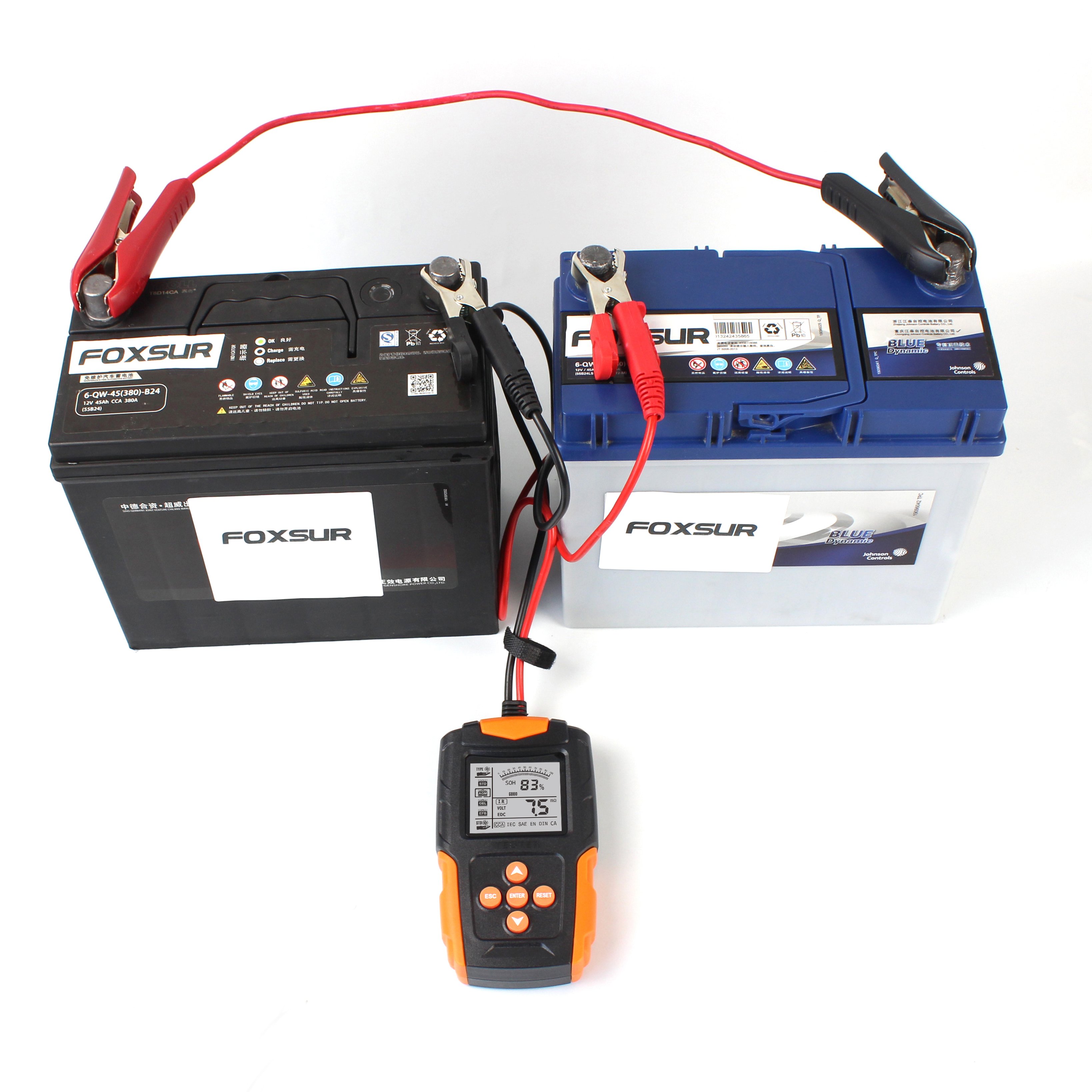 FOXSUR 12V 24V Car battery tester LCD Battery Analyzer for Motorcycle SUV