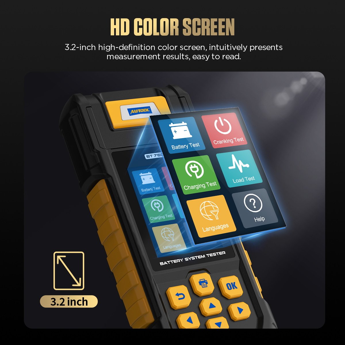 High Quality AUTOOL BT760 12V 24V Automotive Battery Tester With Printer Battery Tester Discharger