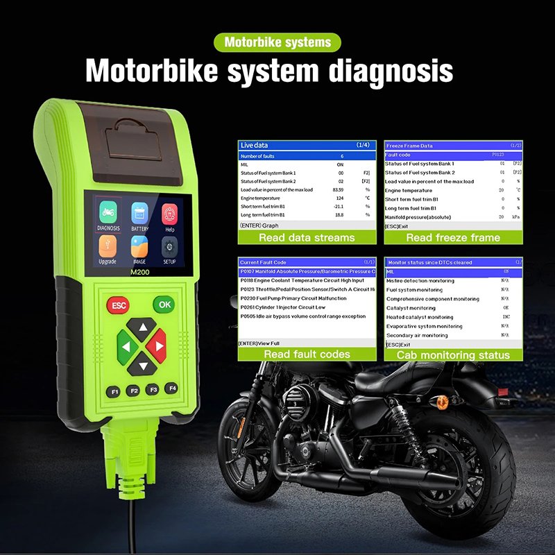 New M200 OBD Version for bmw bike scanner Wifi Upgrade Thermal data printing Handheld ECU Tester motorcycle scanner