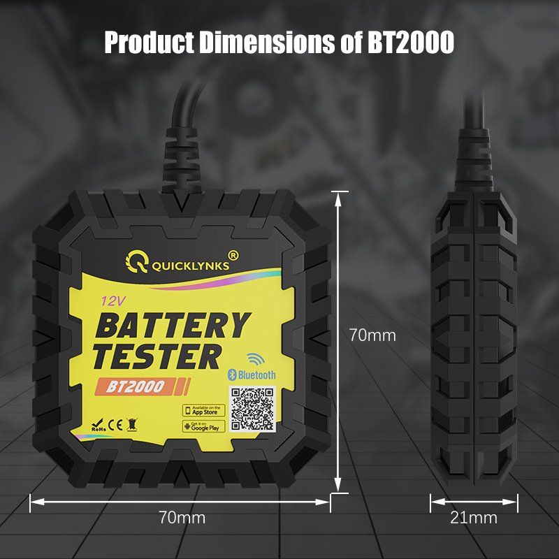 Quicklynks Car Battery Tester BT2000 Automotive 12V Scanner Bluetooths 4.0 Battery Monitor For All Car