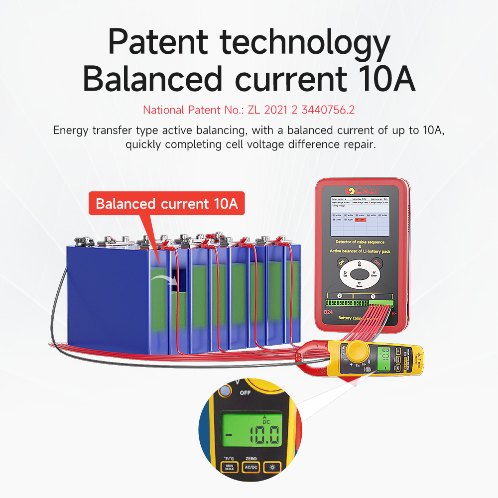 Daly 10A Active Balancer Bms Solar System 18650 Lifepo4 Li-ion Lithium Battery Pack Equalizer 3S-24S Cable Sequence Detector