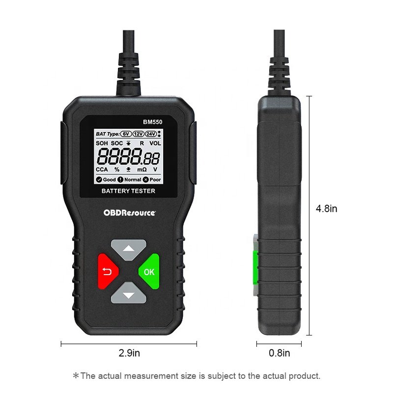 Car Battery System Detect 100-2000 CCA Car Battery Tool 6V 12V 24V Tester Auto Battery Analyzer