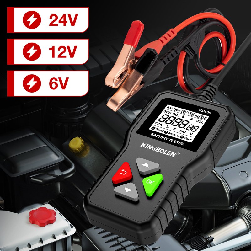 Car Battery System Detect 100-2000 CCA Car Battery Tool 6V 12V 24V Tester Auto Battery Analyzer