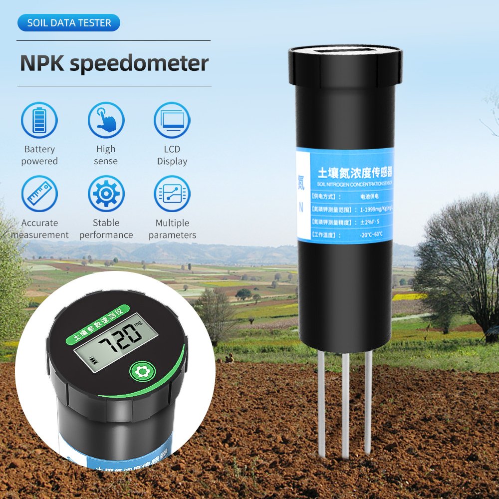 2022 use soil ec tester soil NPK fertility nutrient analyzer meter tester NPK sensor PH sensor AA battery power supply