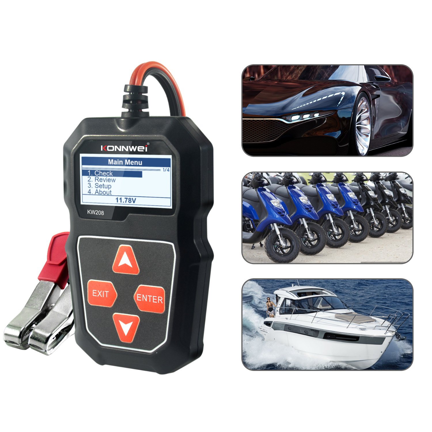 KONNWEI KW208 Car Battery Tool Detector 12V 100 to 2000CCA Gasoline Oil Vehicles Hybrid Electric Car Battery Tester Analyzer