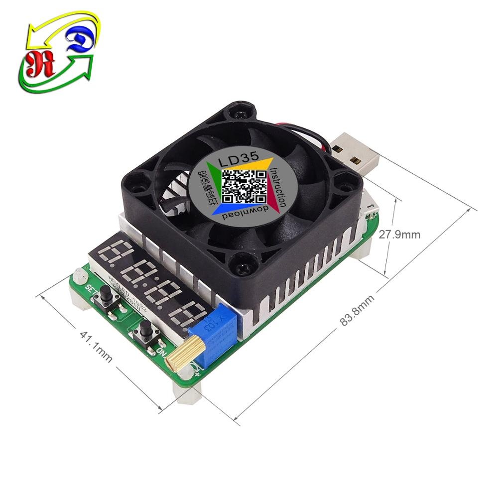 RD LD35 Constnt Current Load Resistor USB Interface Discharge Battery Tester Adjustable Current 25w Intelligent electronic load