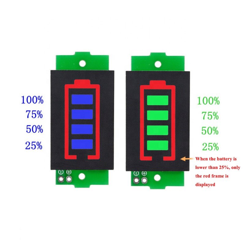 Li-ion Capacity Tester Vehicle Tester Three Strings LED Blue Green Display Indicator Board 1-8S Lithium Battery Display Module