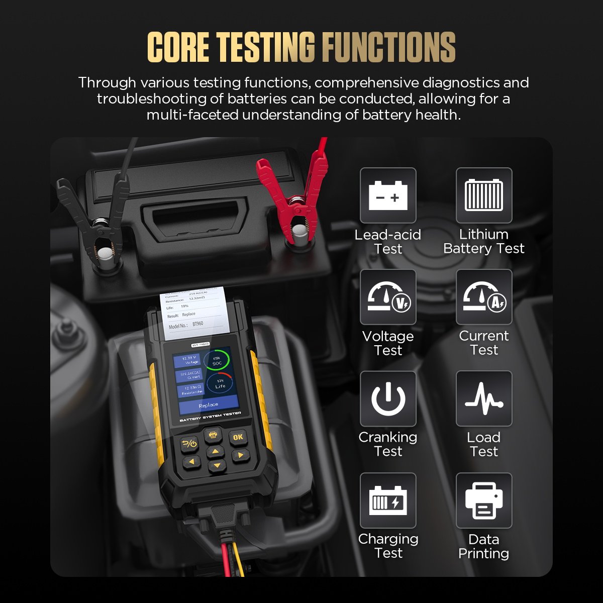 BT960 12v Lithium Car Battery Capacity System Load Testing Checker Tester Device Machine Equipment For Small Batteries