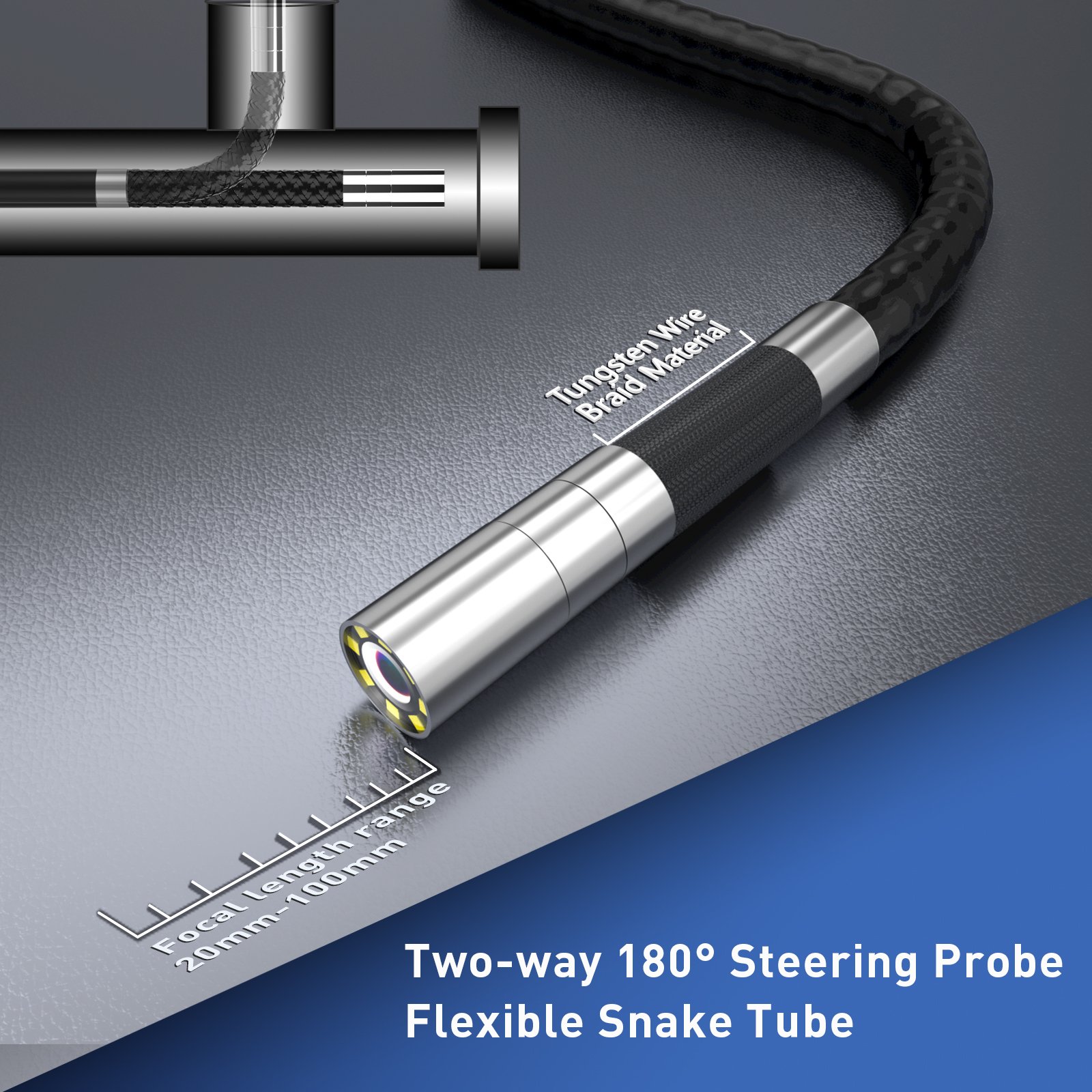 Ralcam Full Hd Borescope With 4.5Inch Screen 1Mp High Resolution 2 Ways Flexible Snake Scope Borescope Camera